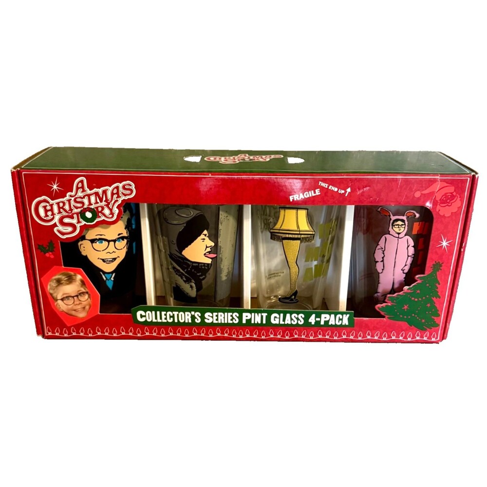 New ICUP A Christmas Story Collector's Series Pint 16 oz Glass 4-Pack Iconic